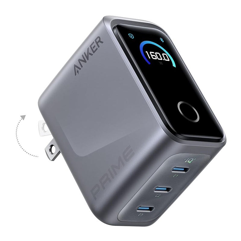 Anker Prime Charger, 160W, 3-Ports, Smart Display