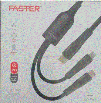 FASTER D6 PRO 65W Type-C to Lightning & Type-C Cable 🔌⚡