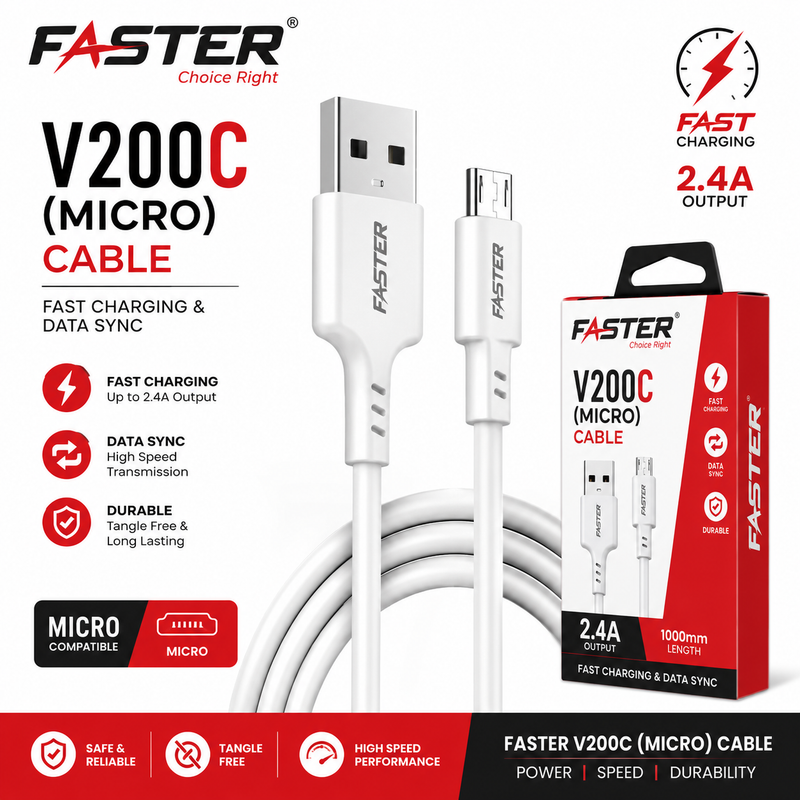 FASTER V200C (MICRO) Cable 🔌⚡