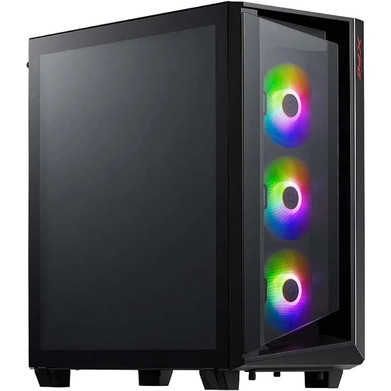 XPG Cruiser Mid Tower with RGB Fans Tempered Glass Panel PC Case – Black