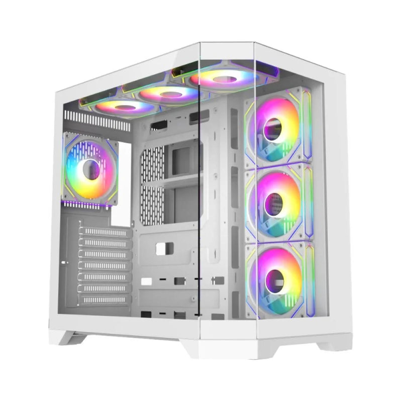GameMax Hype-A WH Mid-Tower ATX Tempered Glass Computer Case – White