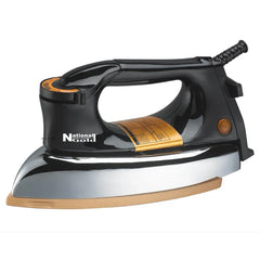 National Gold NEW DRY GOLDEN PLATE IRON HEAVY WEIGHT 1000-1200 WATT BLACK HANDLE