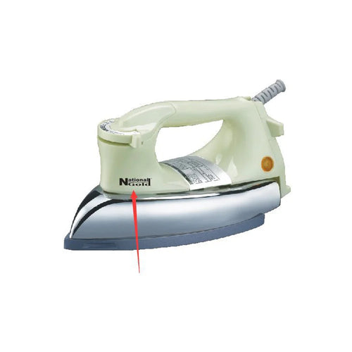 National Gold DRY GREY PLATE IRON HEAVY WEIGHT 1000-1200 WATT WHITE HANDLE