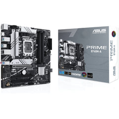 ASUS PRIME B760M-A LGA 1700 Micro-ATX Motherboard with PCIe 4.0, DDR5, two M.2 slots, Realtek 2.5Gb Ethernet, DisplayPort, Dual HDMI™, SATA 6 Gbps, rear USB 3.2 Gen 2, front USB 3.2 Gen 1 Type-C®, Aura Sync