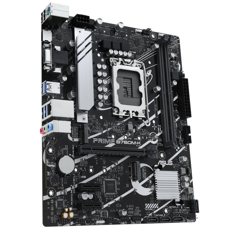 ASUS Prime B760M-K LGA 1700 mATX Motherboard with PCIe 4.0, two PCIe 4.0 M.2 slots, DDR5, Realtek 2.5Gb Ethernet, VGA, HDMI™, SATA 6 Gbps, front USB 3.2 Gen 1, Aura Sync