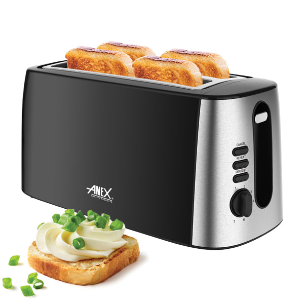 Anex Premium 4-Slice SS + Plastic Hybrid Toaster (AG-3007)