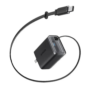 Anker Nano Charger 35w, Built-In Retractable Usb-C Cable, 35W Fast Charging, Dual Usb-C Ports, InstaCord Retractable Cable, ActiveShield 3.0 Protection, GaN Technology, Foldable Plug, 2-Pin (US) - Black