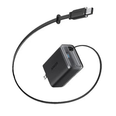 Anker Nano Charger 35w, Built-In Retractable Usb-C Cable, 35W Fast Charging, Dual Usb-C Ports, InstaCord Retractable Cable, ActiveShield 3.0 Protection, GaN Technology, Foldable Plug, 2-Pin (US) - Black