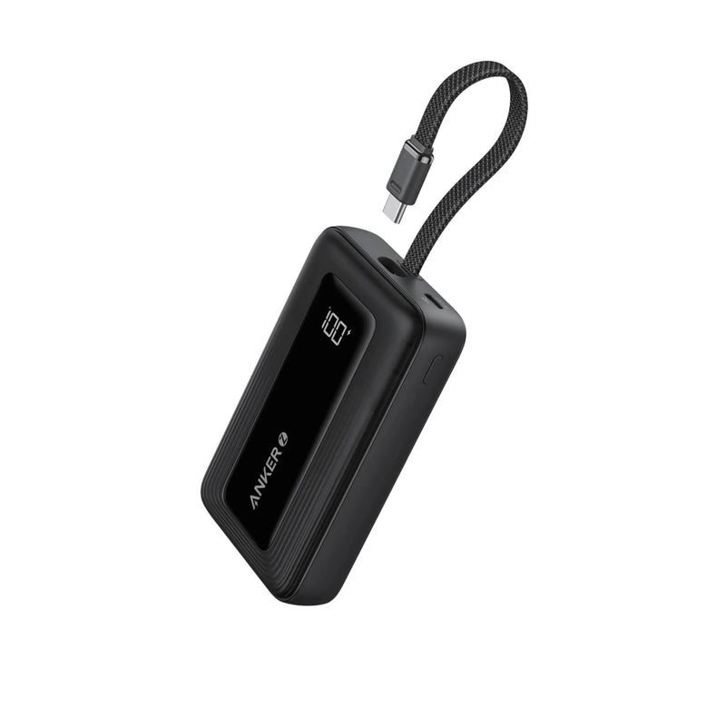 Anker Zolo Power Bank 10,000mAh 30W – Built-In USB-C Cable – Black