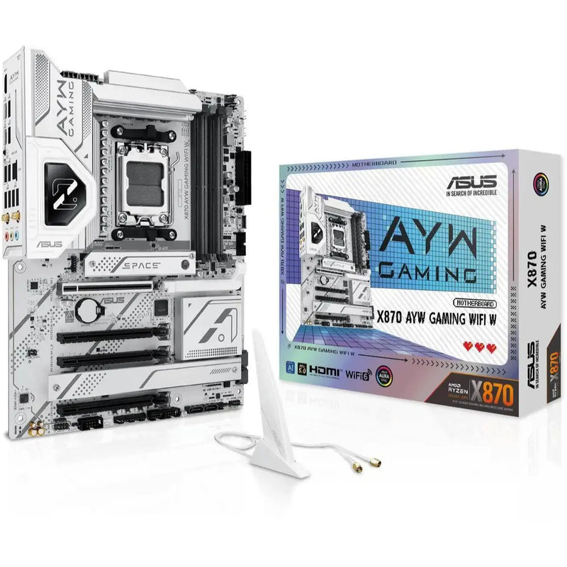 ASUS X870 AYW GAMING WIFI W DDR5 AM5 ATX Motherboard Supports AMD Ryzen 7000/8000/9000 Series Processors – White