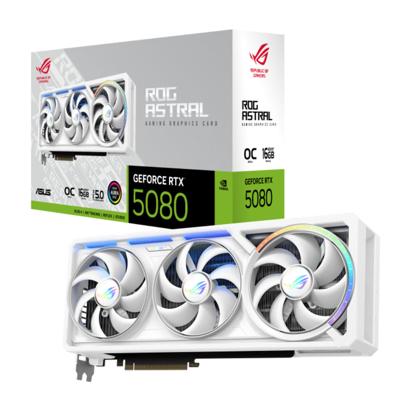 ASUS ROG Astral GeForce RTX 5080 16GB GDDR7 OC Gaming Graphics Card – White