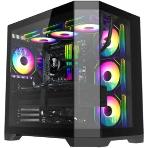 GameMax Hype-A WH Mid-Tower ATX Tempered Glass Computer Case – black