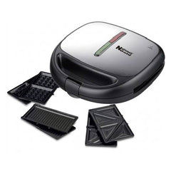 National Gold NEW 3 IN 1 SANDWICH WAFFLE AND GRILL MAKER STEEL BLACK 800 WATT