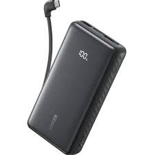 Anker Zolo Power Bank 20,000mAh 22.5W – Built-In USB-C 90° Cable – Black