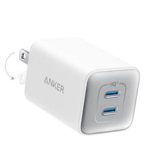 Anker 523 Charger (Nano 3, 47W), 2× USB-C Ports, 45W Max Single-Port Output, 27W + 20W Dual Charging, ActiveShield 2.0, Compact & Foldable Design, White