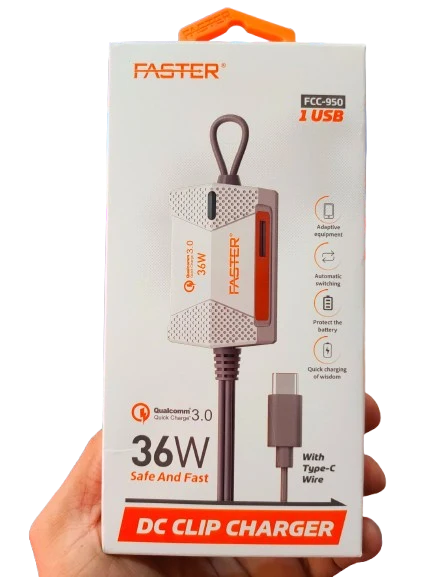 Faster FCC 950 (TYPE-C) 36W CLIP CHARGER