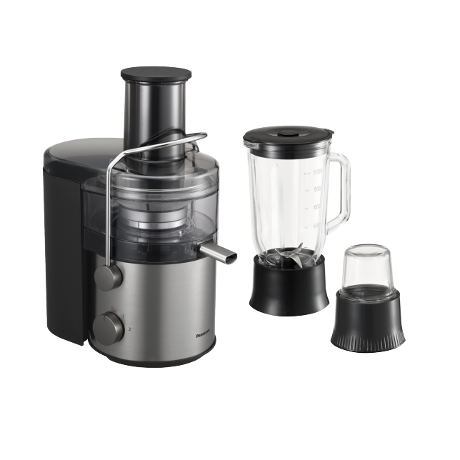 NATIONAL GOLD NEW JUICER BLENDER 4 IN 1 STEEL BLACK BODY 1.5L GLASS JAR 800W