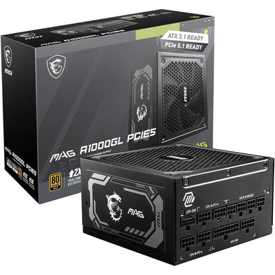 MSI MAG A1000GL PCIE5 – ATX 3.1 & PCIE 5.1 Ready – Full Modular – 80 Plus Gold Certified 1000W Gaming Power Supply (Copy)