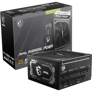 MSI MAG 1250GL PCIE 5 – ATX 3.1 & PCIE 5.1 Ready – Full Modular – 80 Plus Gold Certified 1250W Gaming Power Supply