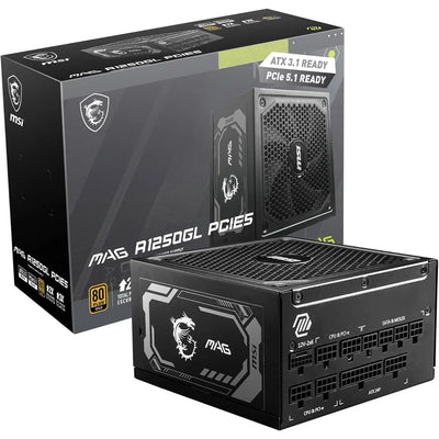 MSI MAG 1250GL PCIE 5 – ATX 3.1 & PCIE 5.1 Ready – Full Modular – 80 Plus Gold Certified 1250W Gaming Power Supply